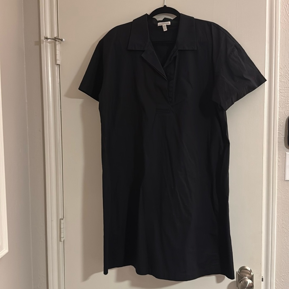 EILEEN FISHER Organic Cotton Black Shirtdress Sz L | Minimalist Queen Energy